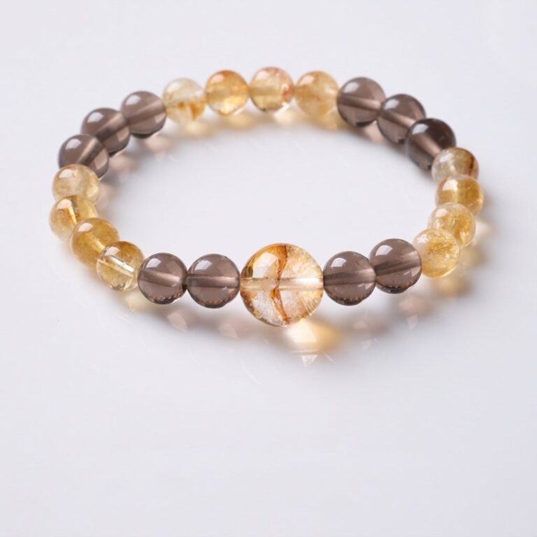 Citrine & Smoky Quartz & Rutilated Quartz Bracelet — 004