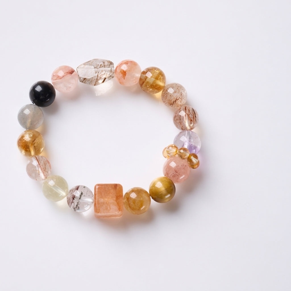 Red Rutilated Quartz & Super Seven Bracelet — 006