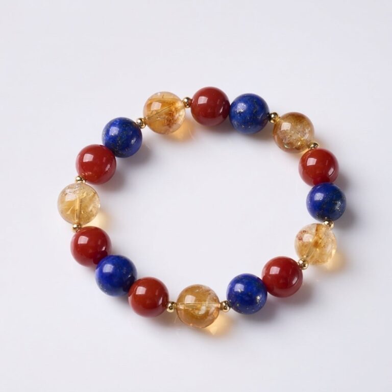 Nanhong Agate & Citrine & Lapis Lazuli Bracelet — 012