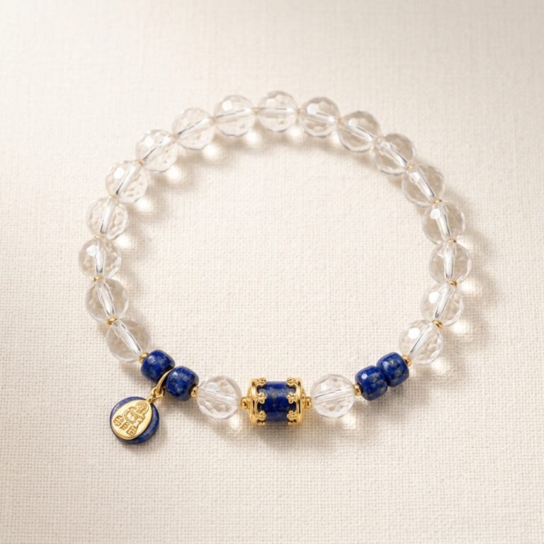 Clear Quartz & Lapis Lazuli Bracelet — 016
