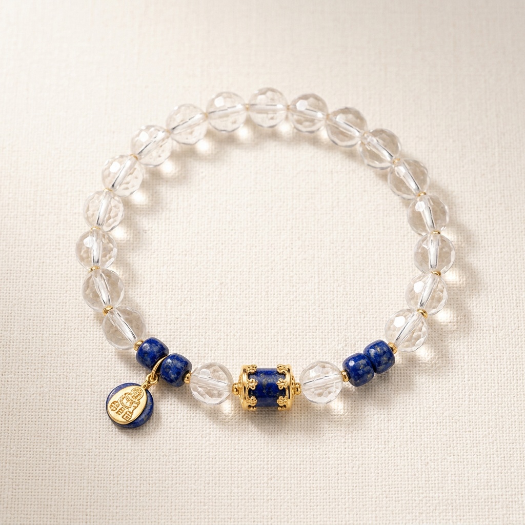 Clear Quartz & Lapis Lazuli Bracelet — 016