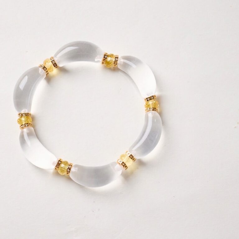 Clear Quartz & Citrine Floral Bracelet — 018