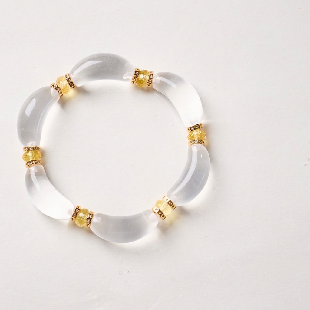 Clear Quartz & Citrine Floral Bracelet — 018