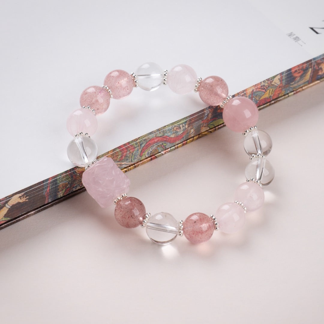 CFB-020 — Reference product image Strawberry Quartz & Rose Quartz Bracelet — 020