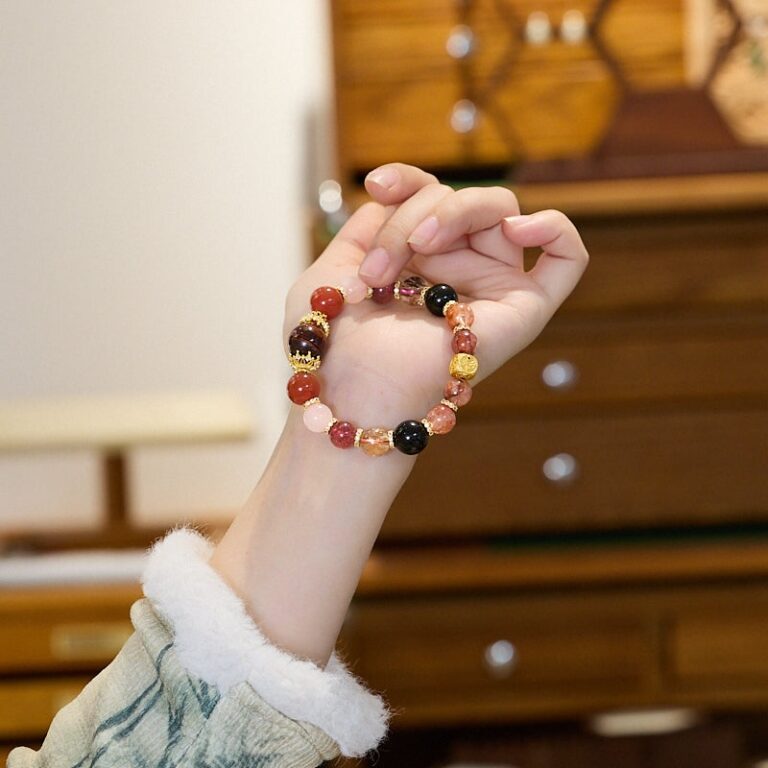 Tiger's Eye & Rose Quartz & Strawberry Quartz Bracelet — 028