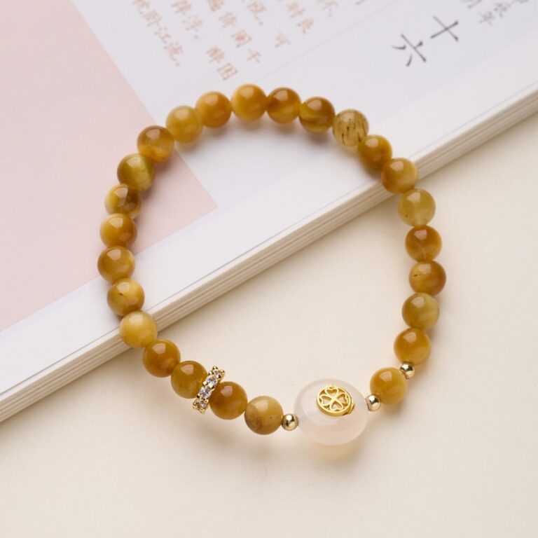 Tiger's Eye & White Chalcedony Bracelet — 030