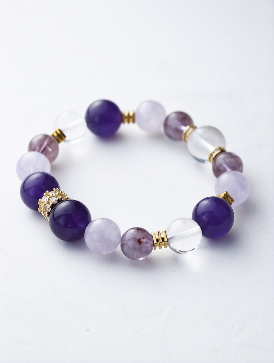 CFB-035 — Reference product image Amethyst & Purple Chalcedony Bracelet — 035