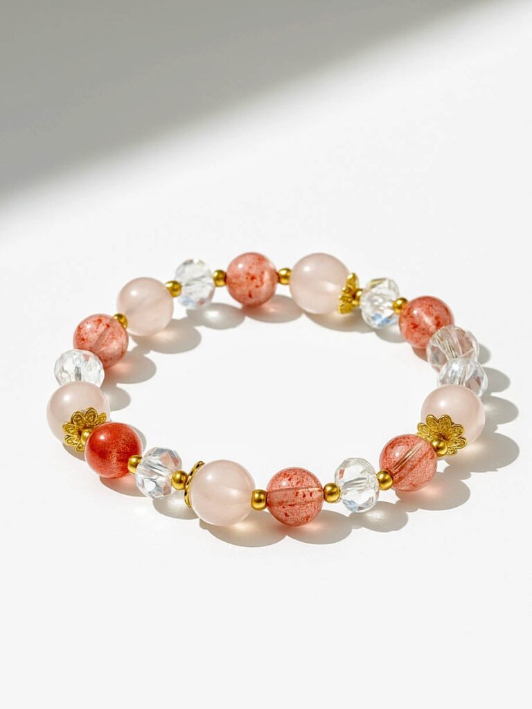 Grapefruit Quartz & Strawberry Quartz Bracelet — 053