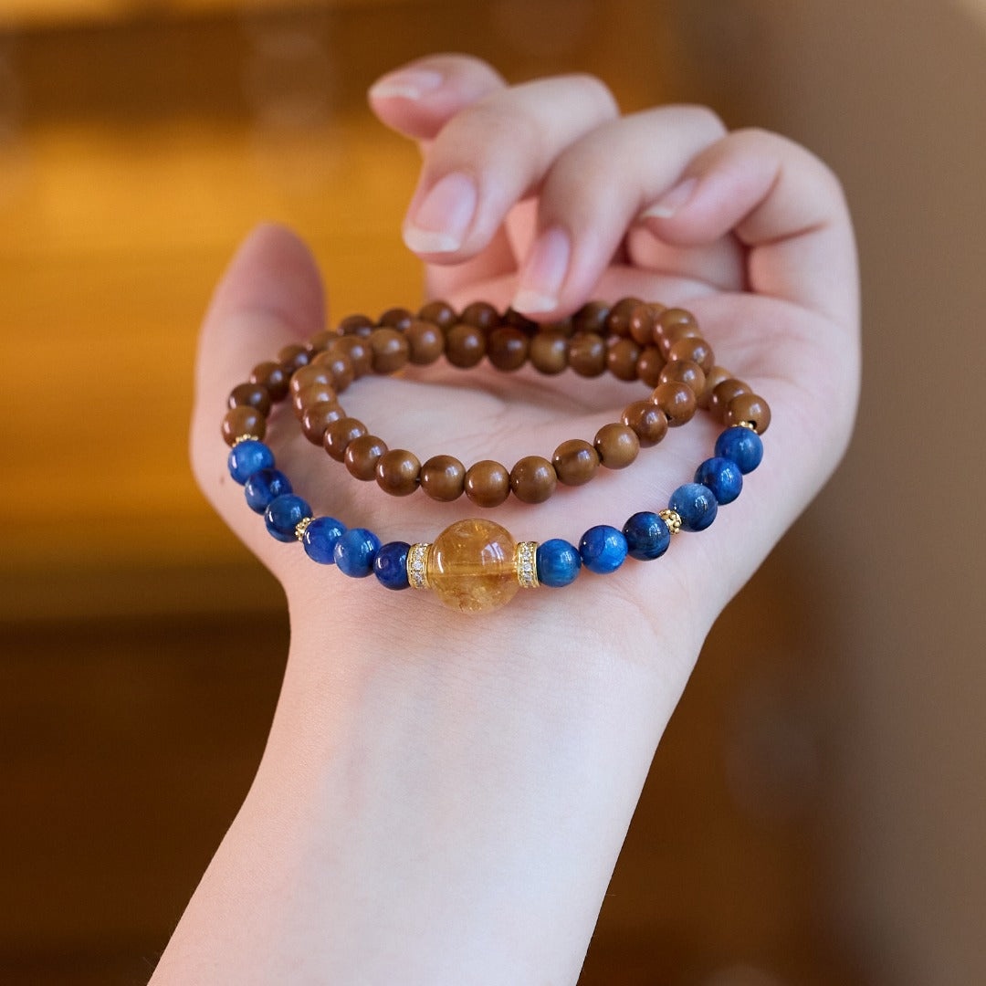 CFB-056 — Reference product image Sandalwood & Kyanite & Citrine Bracelet — 056