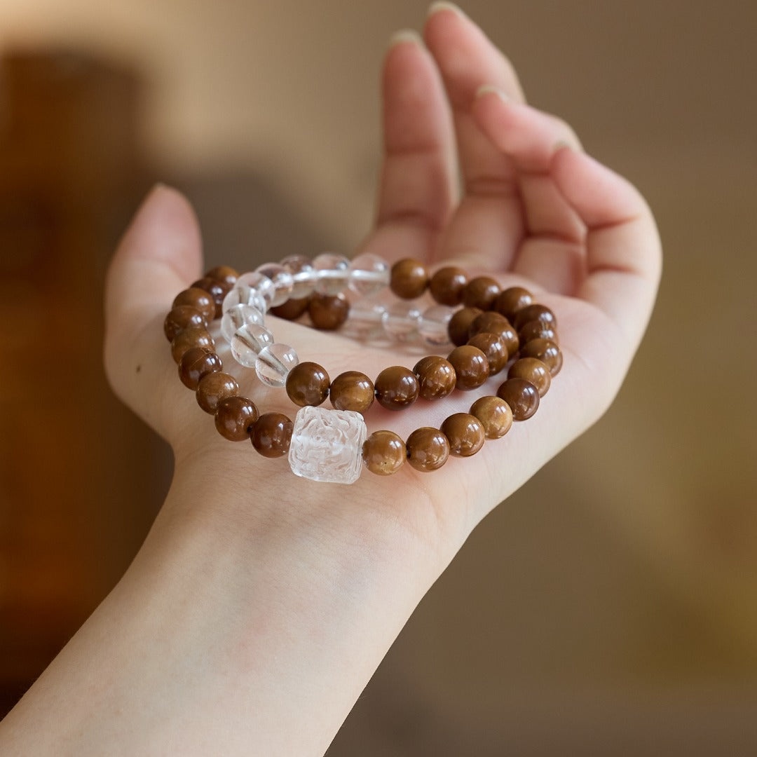 CFB-060 — Reference product image Clear Quartz & Sandalwood & Agate Bracelet — 060
