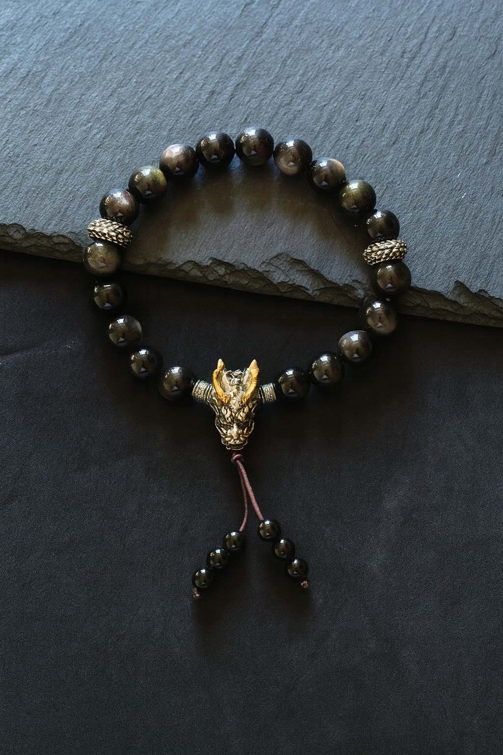 CFB-063 — Reference product image Obsidian & Meteorite Dragon Bracelet — 063