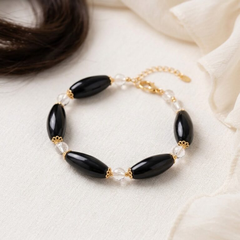 Obsidian Floral Bracelet — 068