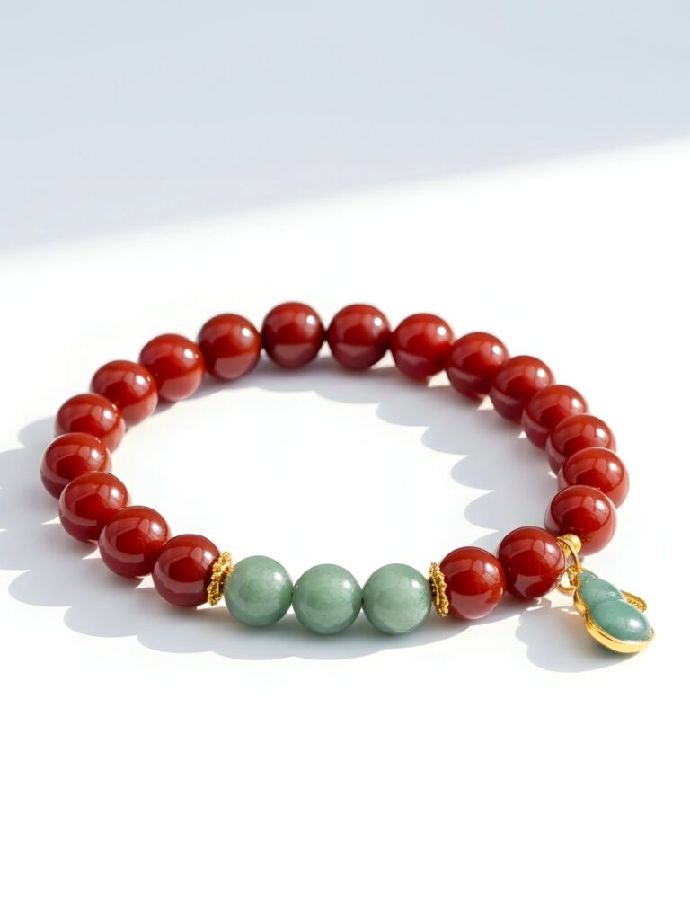 Red Agate & Jade Bracelet — 071