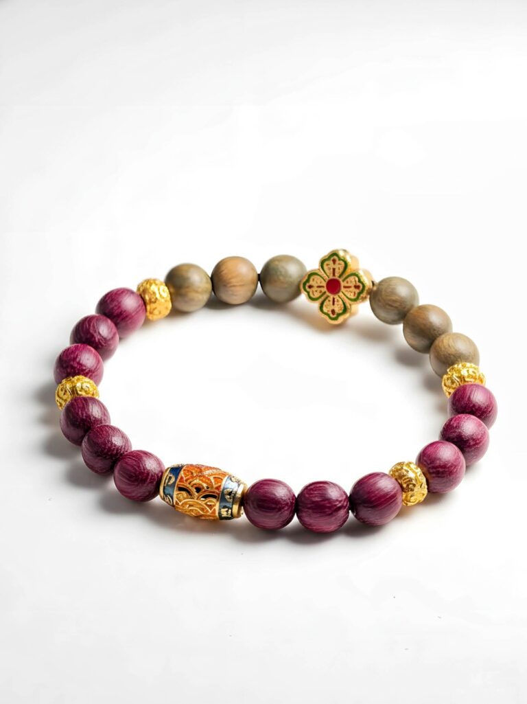 Zitan & Green Sandalwood Four-leaf Clover Bracelet — 089