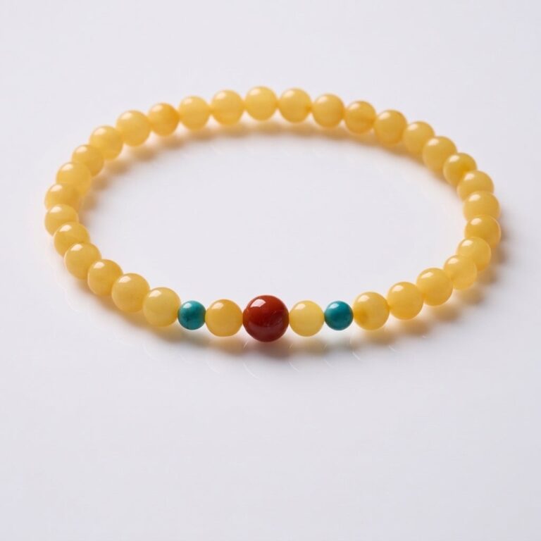 Amber & Nanhong Agate & Turquoise Bracelet — 097