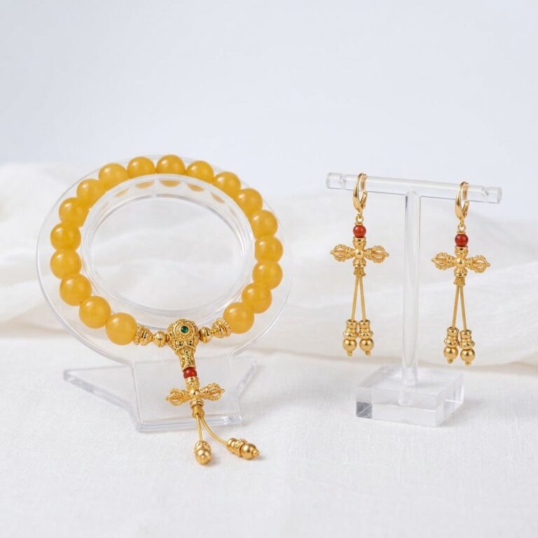 Yellow Agate & Agate Vajra Bracelet — 099